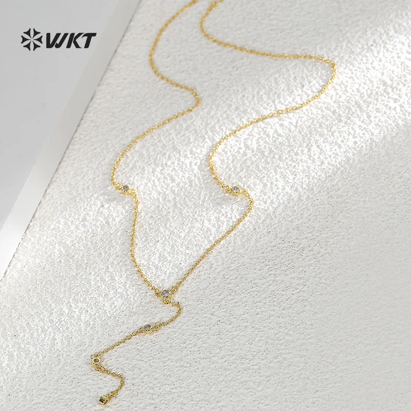 

WT-MN1002 Высокое качество романтического стиля позолоченное длинное ожерелье с цирконом элегантные украшения для женщин подарок на день Святого Валентина