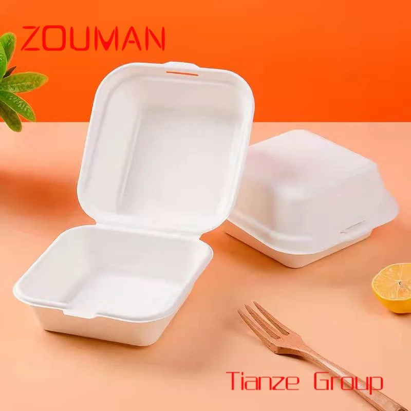 Custom , High quality sugarcane pulp biodegradable bagasse food box biodegrade disposal takeaway boxes for food packaging