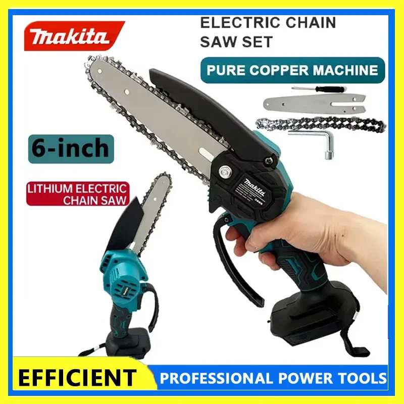 

Makita 6-дюймовая электрическая цепная пила, ручная портативная бензопила, резак для дерева, обрезка садового электроинструмента, совместимая батарея 18 В