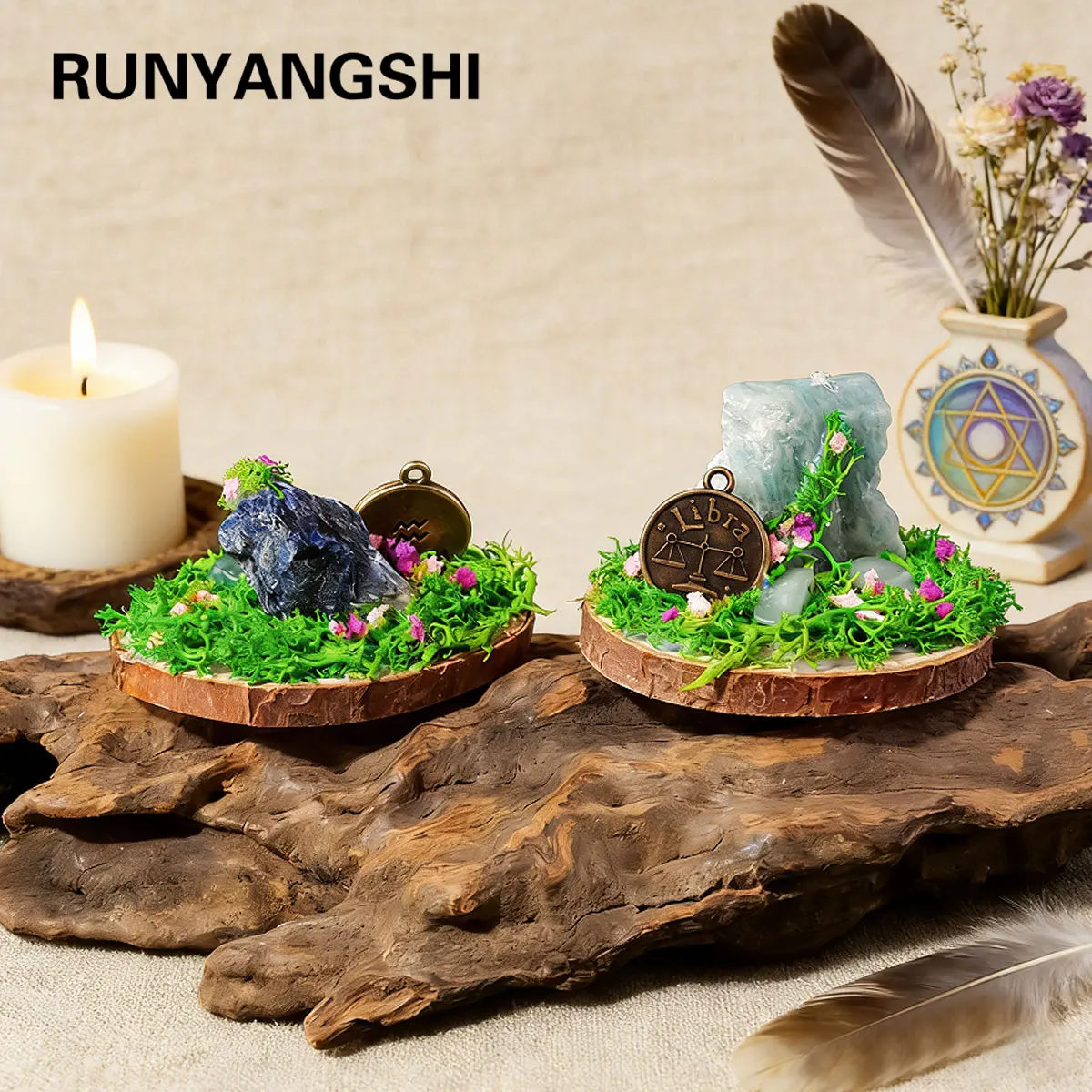 12pcs Natural Seven Chakra Zodiac Healing Crystal Ornament, Forest Energy Gem Statue, Health Home Desktop Decoration Gift Mother