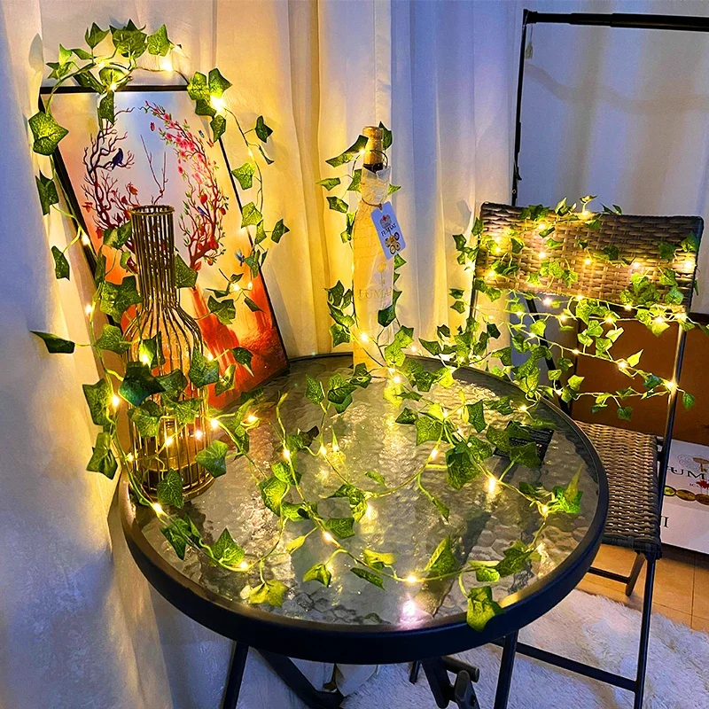 

2M-10M Flower Green Leaf String Lights Artificial Vine Fairy Lights USB/Battery Powered Christmas Garland for Weeding Home Decor