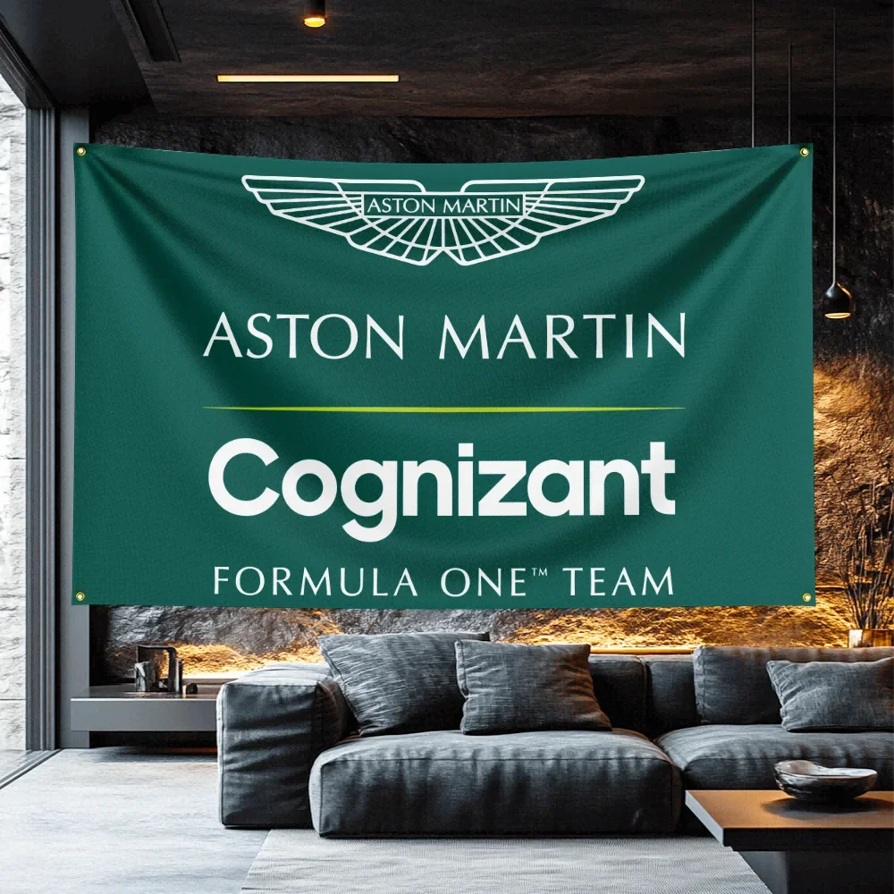 ASTON MARTIN Inspired Parts Flag  Polyester Decorative Banner For Workshop Wall Decor Mechanic Gift