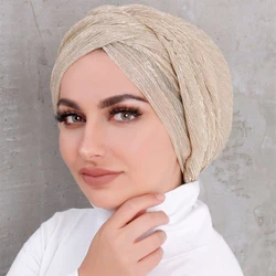 Glitter Muslim Inner Hijabs Women Ventilate Instant Turban Headscarf Woman Caps Islamic Lightweight Design (31g）