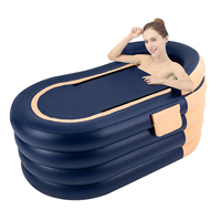 Large Inflatable Swimming Pool, 220 lbs Capacity, Ergonomic Backrest, PVC, Wireless Rechargeable Pump, Foldable