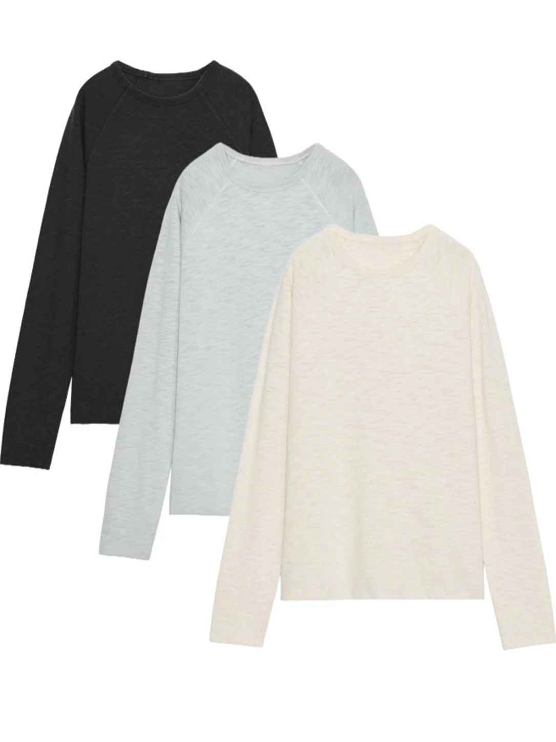 قميص نسائي جديد للخريف بتصميم بسيط وأنيق، مصنوع من القطن بأكمام طويلة وياقة مستديرة، مع تصميم مميز عند الكتف، مريح وعصري