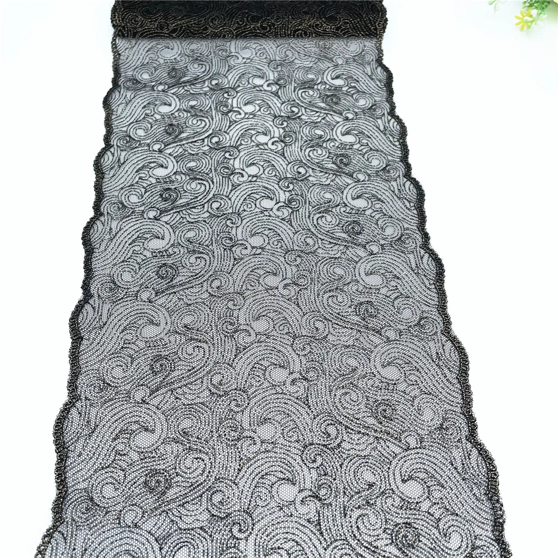 3y/lot Width 19.50cm Black With Gold Shimmer Embroidery Lace Trim DIY Craft Sewing Supplies Skirt Hem Decoration Accessory Bjd