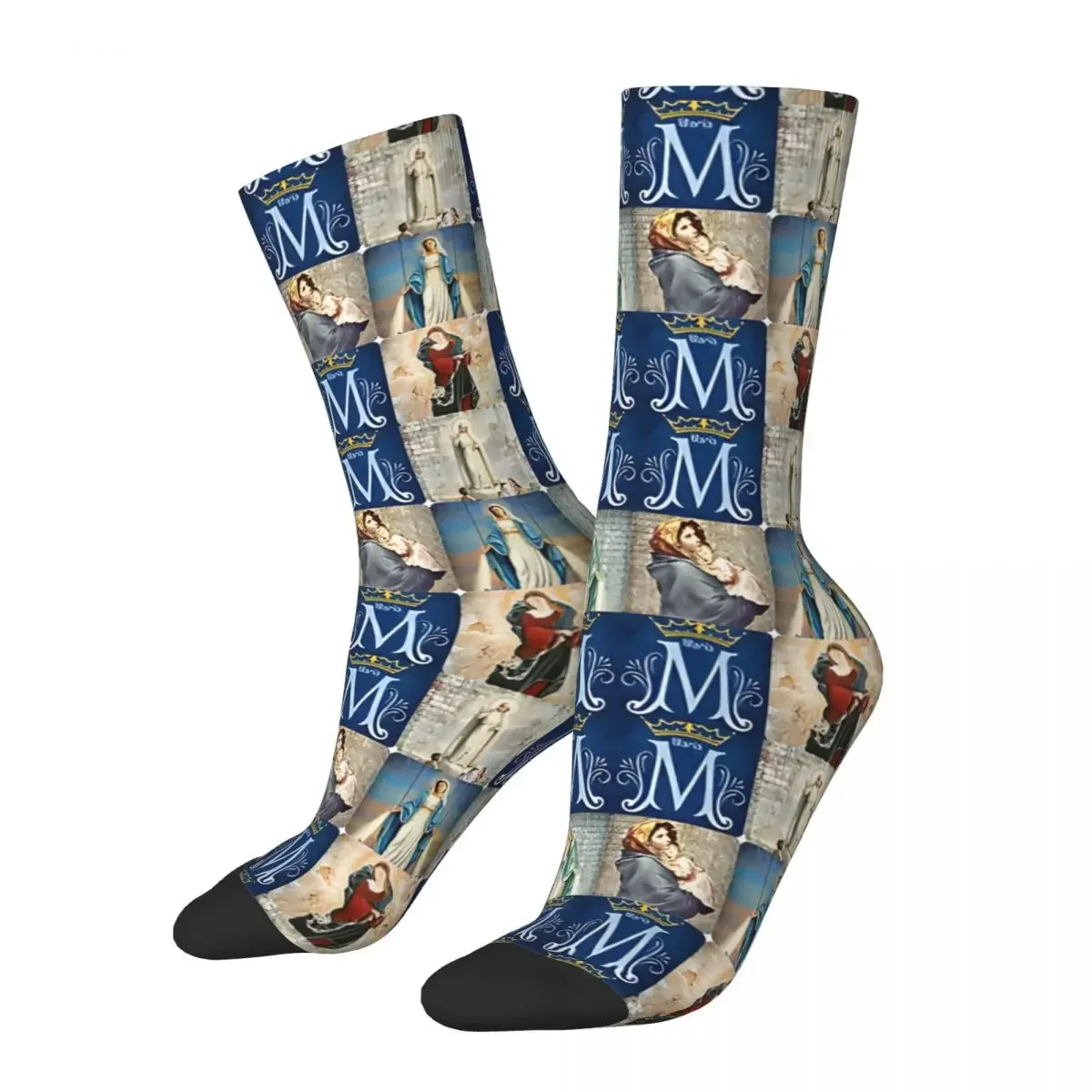 Mother Of God Djevica Marija Men's Socks Vintage Harajuku Virgin Mary Street Style Novelty Pattern Crew Sock