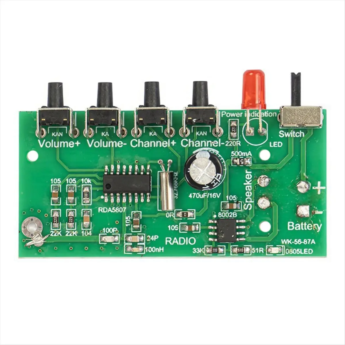 DIY FM Radio Kit 50-108MHz Adjustable IC RDA5807 Soldering Practice Kit Anti-Interference Dual Channel Amplifier