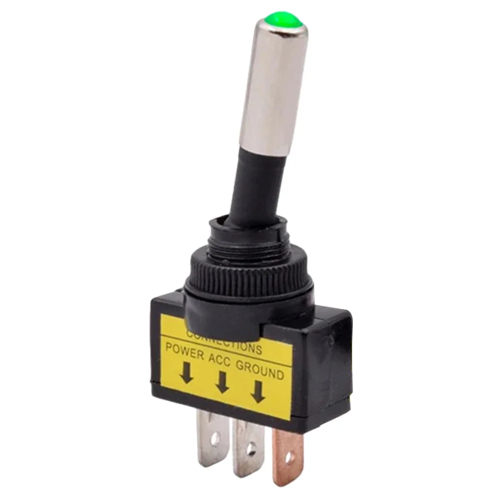 12mm Auto Car Illuminated Toggle Switch ASW-15D SPST 2 Position 3pin ON OFF 12V 24V DC Red Green Blue Yellow White DC