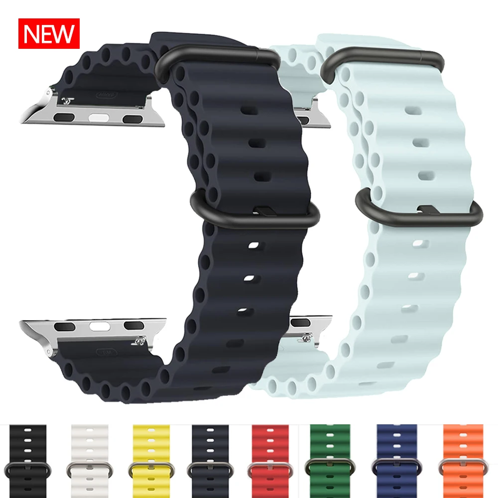 Ocean Band For Apple Watch ultra 2 Band 49mm 45mm 40mm 44mm 46mm 41 38 Correa Silicone Bracelet iWatch serie 7 6 se 8 9 10 Strap