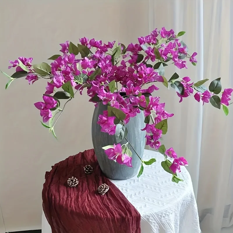 Paquete de seis ramas de glicinia artificiales - Ramas de flores artificiales de plástico para exteriores, adecuadas para decoración del hogar, bodas y jardines - Múltiples ocasiones para su uso: Navidad, Halloween, Pa
