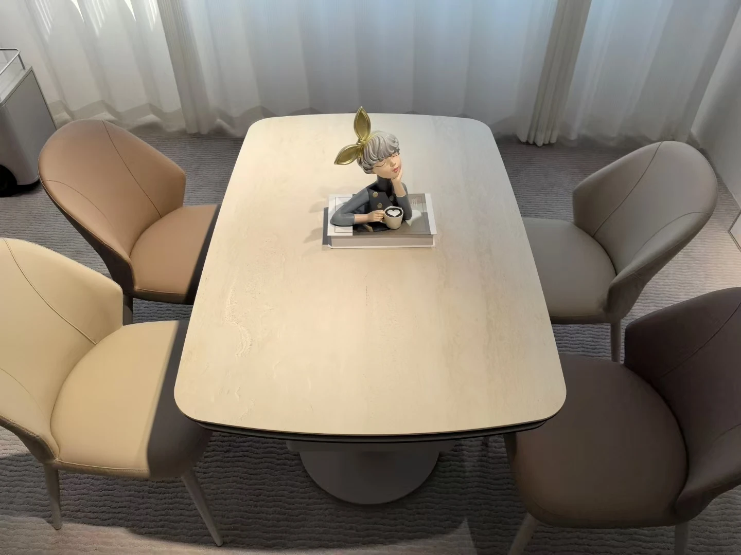 Extendable Dining Table Chair Set-Sintered Stone Top Space-Saving 10 People Modern  Apartment Metal Legs Dining Furniture