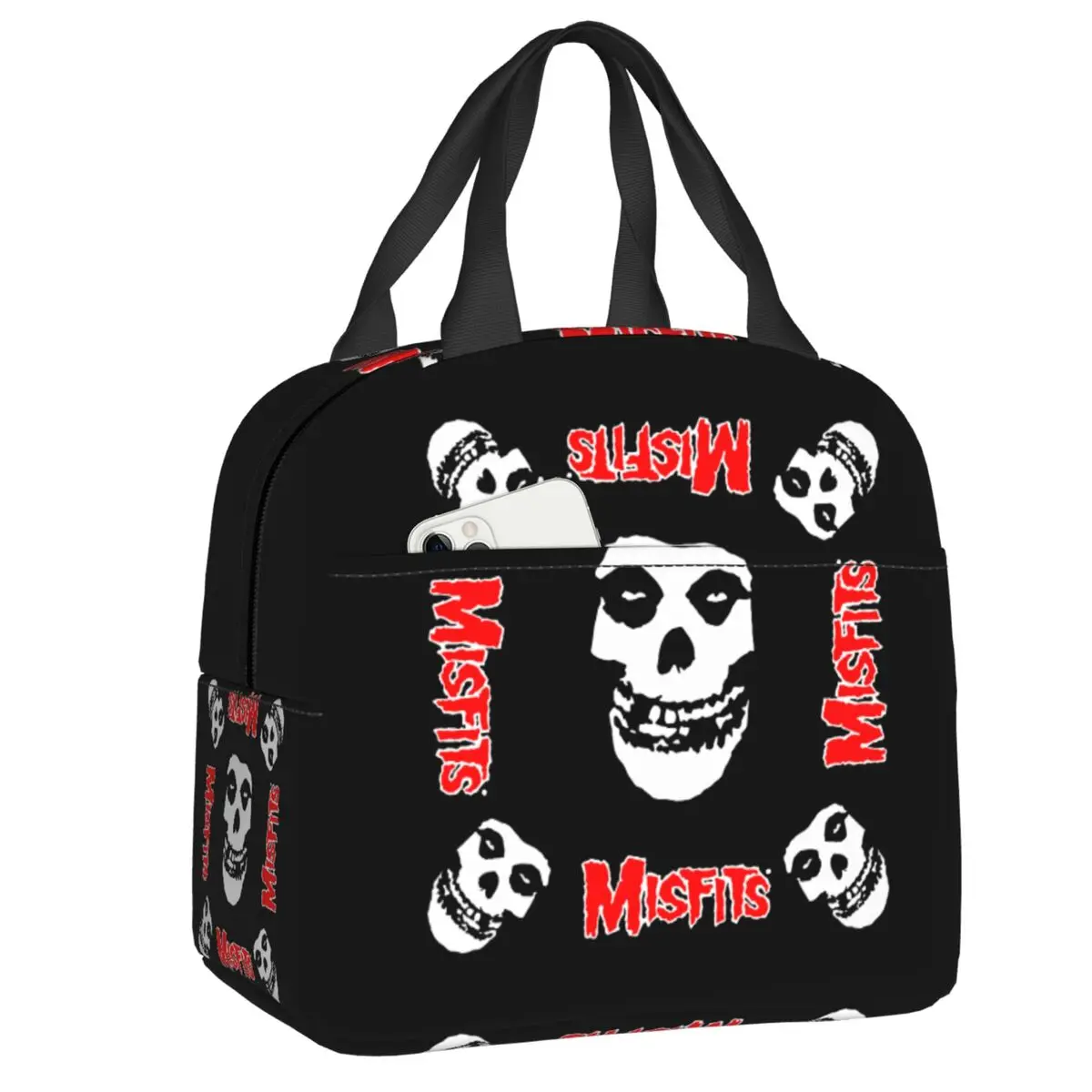 Horror Rock Misfits Skull Insulated Lunch Box for Women Reusable Thermal Cooler Lunch Bag Work Food Picnic Container Tote Bags