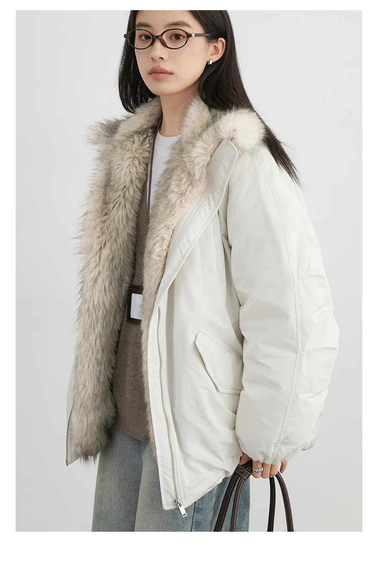 CHIC VEN New Women Down Coat Solid Hooded Loose Casual Faux Fur Collar 90 White Duck Down Ladies Down Jacket Autumn Winter 2026