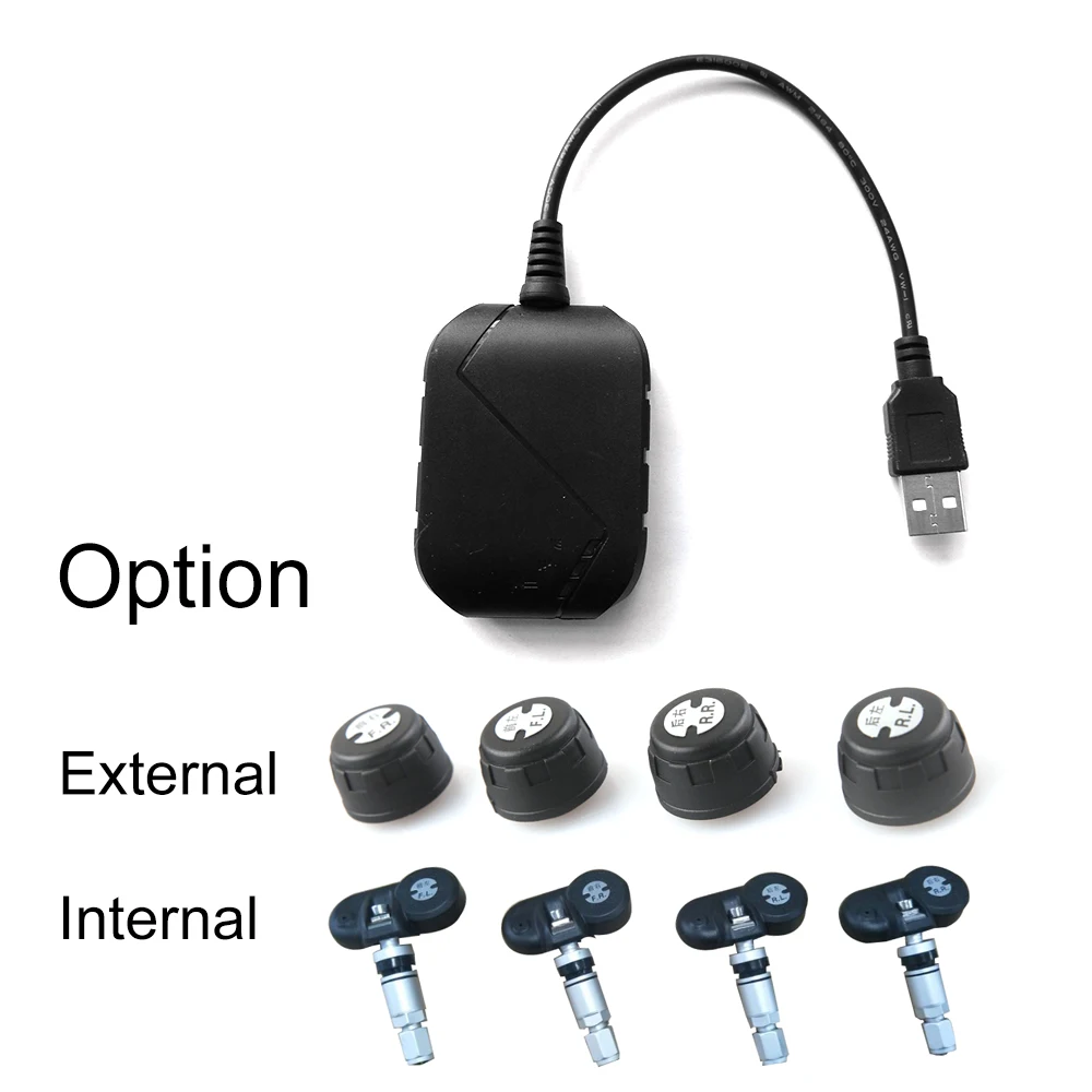 

FOR KUNFINE USB Android TPMS Tire Pressure Monitoring System Display Alarm System 5V Android Navigation Car Radio With 4 Sensors