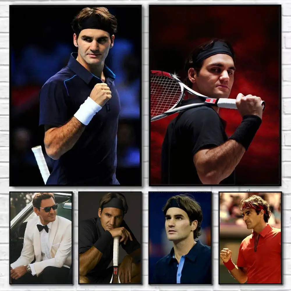 R-Roger F-Federer (1) Waterproof Self-Adhesive Wall Poster for Bedroom Living Room Home Decor