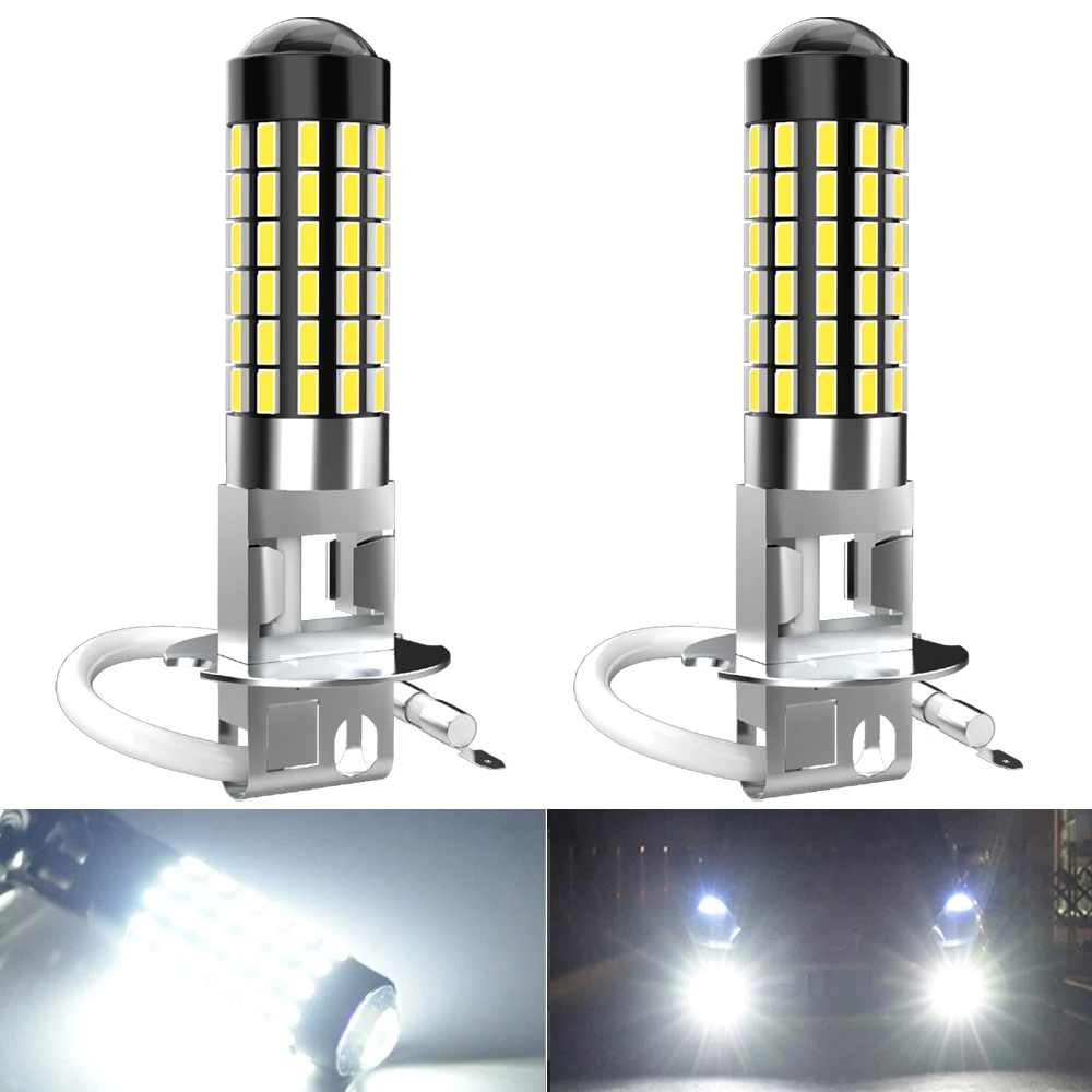 

2pcs H3 PK22s LED Headlight No Adapter Required High Power Bulbs Super Bright Powerful Car Turbo Diode White Moto Fog Lamp 12v