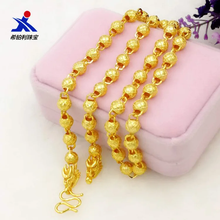 Hollow Matte Bead Dragon Men's 24K Gold AU999 Necklace - Smooth fit, high-end gold, protective meaning, stylish for wearing