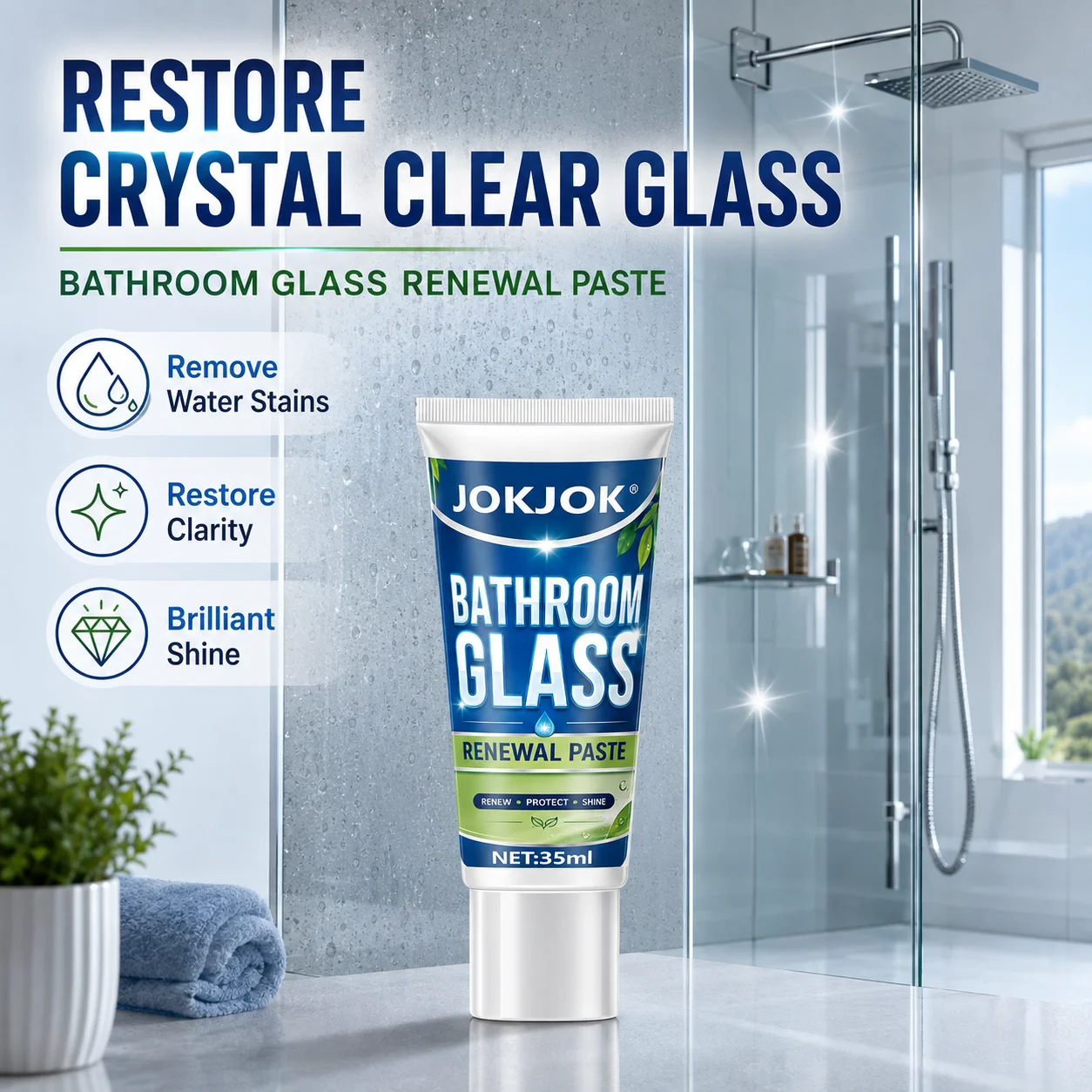 Bathroom Glass Oil Film Water Stains Removal Paste Polishing Water Repellent For Kitchen Glass Anti-rain Car Mirror Cleaning Kit