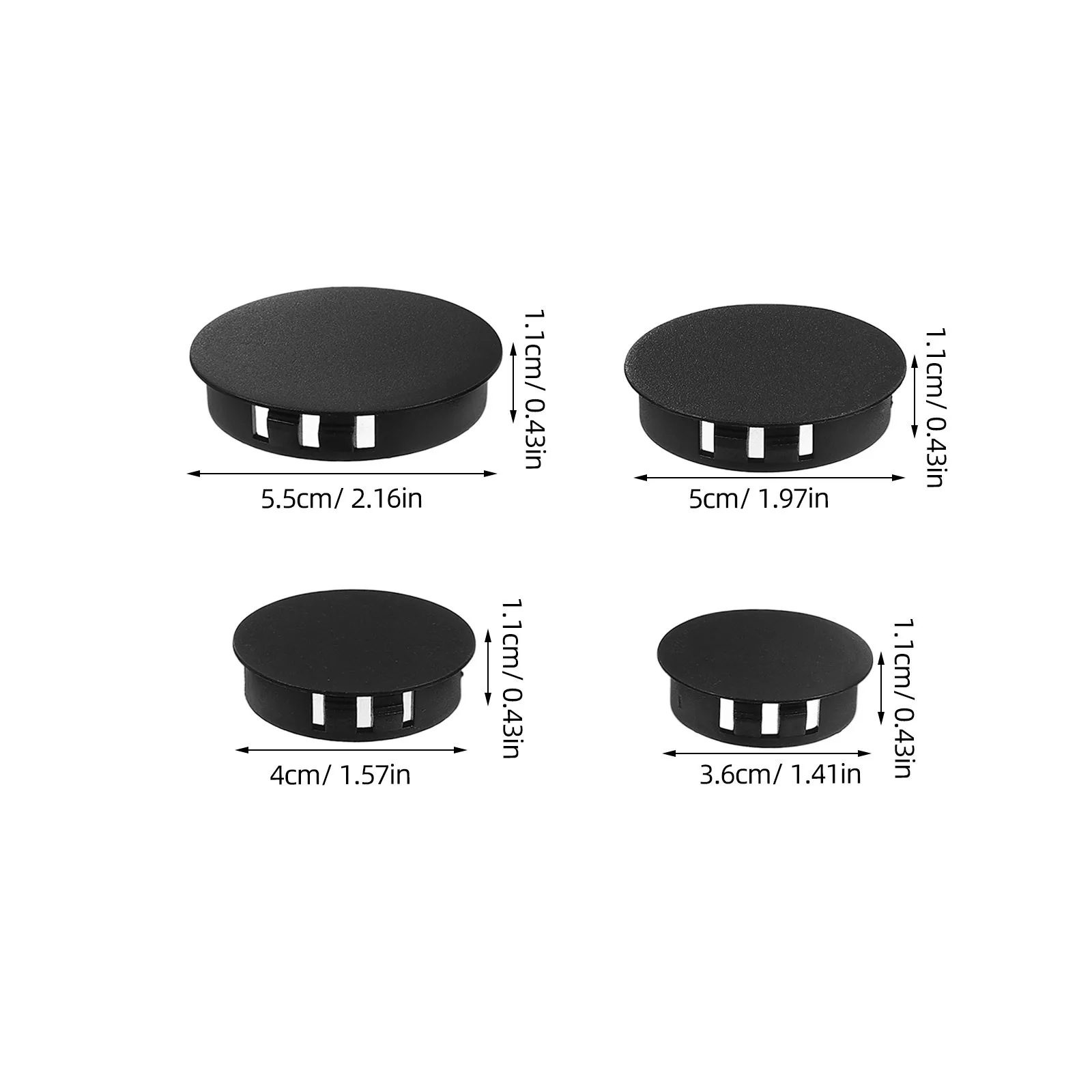 50Pcs Plastic Flush Furniture Hole Plugs Round Snap in Locking Type for Cabinet Chairs Tables Panel Hole Covers