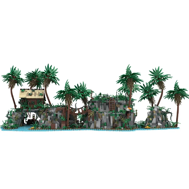 Modelo de fortaleza medieval moc tijolos de construção dominica ilha do tesouro tecnologia blocos presentes brinquedos de natal diy conjuntos montagem