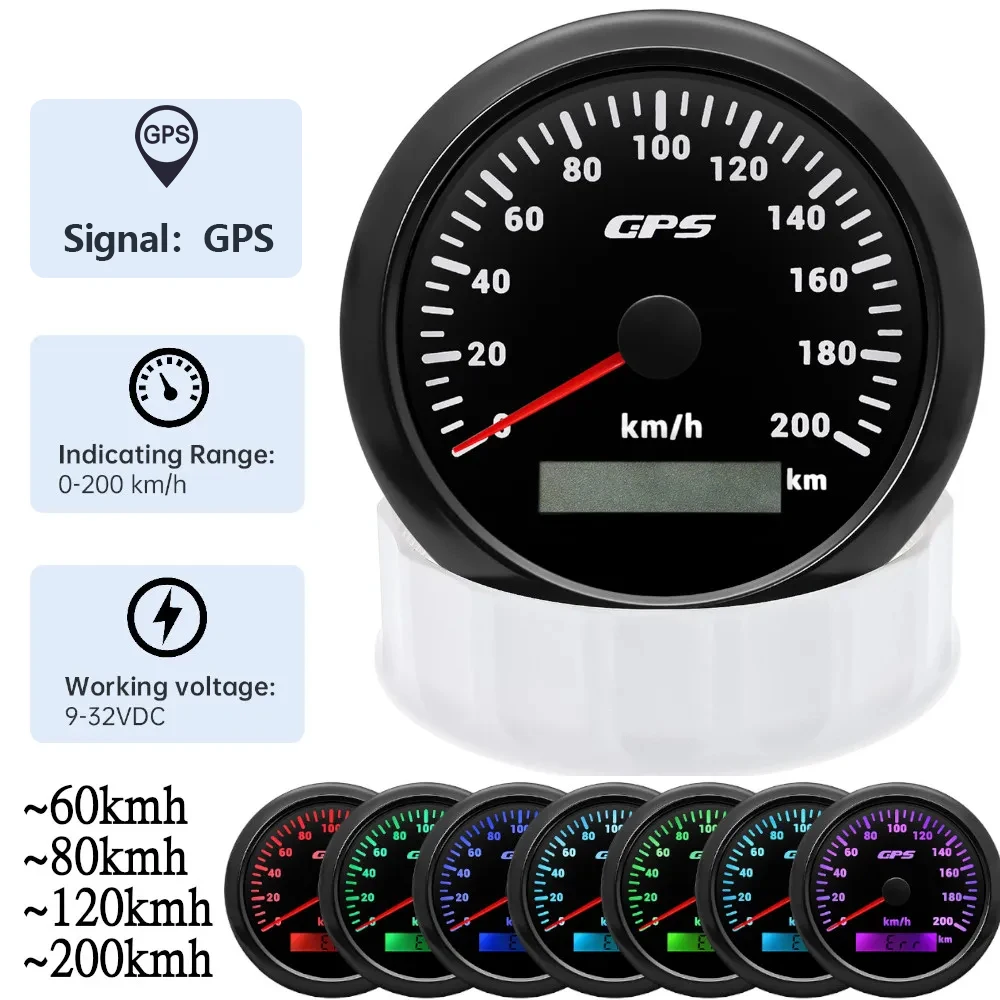 

Универсальный GPS-спидометр 30-200 км/ч с 7-цветной подсветкой и GPS-антенной, водонепроницаемый, для мотоциклов, лодок, грузовиков и автомобилей