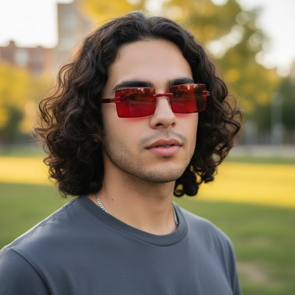 Trendy UV Protection Rimless Rectangle Sunglasses Plastics Gradient Shades Frameless Sun Glasses for Women & Men