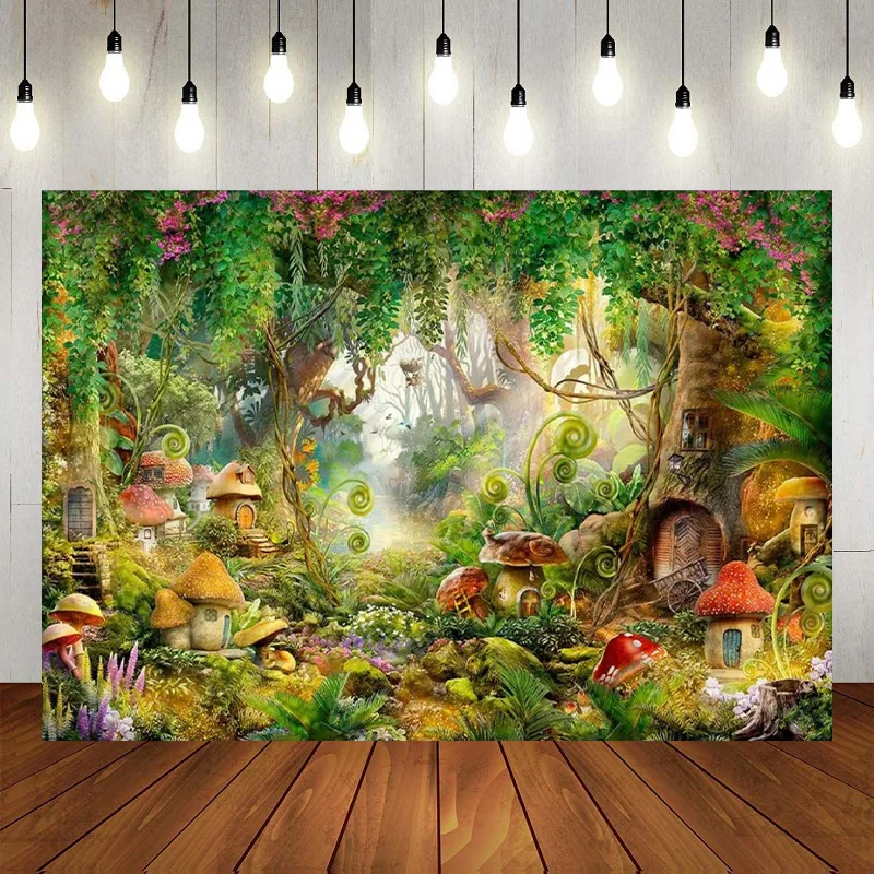 Fantasy Forest Fairy Tale Ivy Night Moon Stars Backdrop Happy Birthday Party Photography Background Banner Decoration