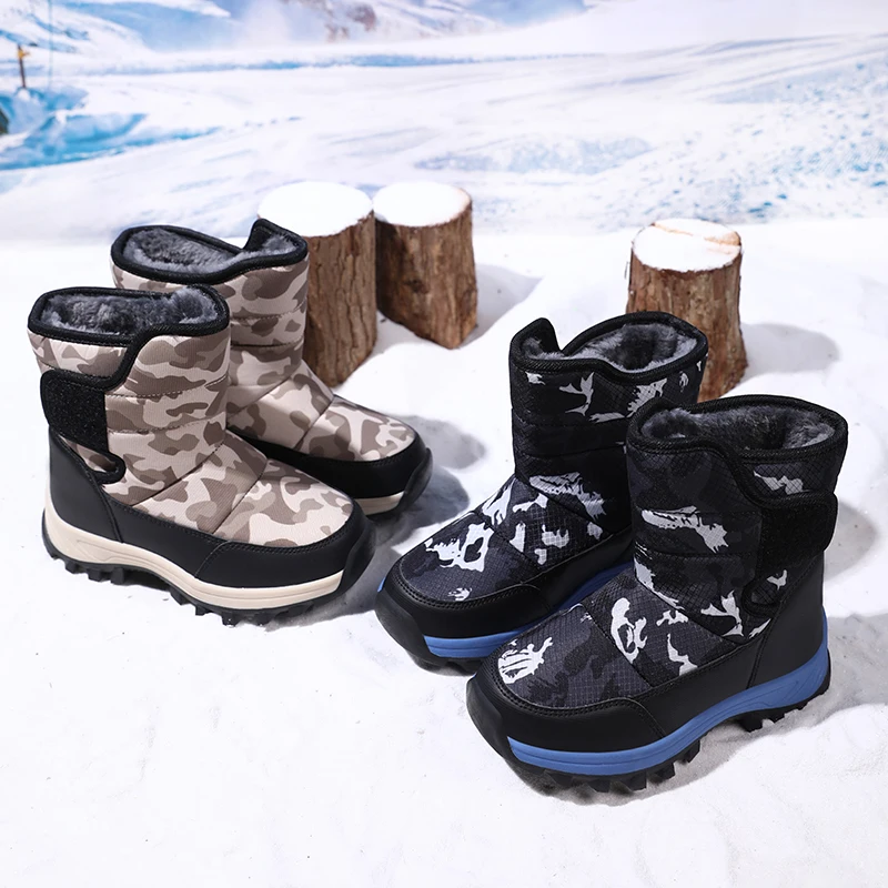 Winter Boots for Children Plush Warm Sports Shoes Boys Girls Non-slip Outdoor Snow Boots Trend Kids Hiking Trekking Ankle Boots