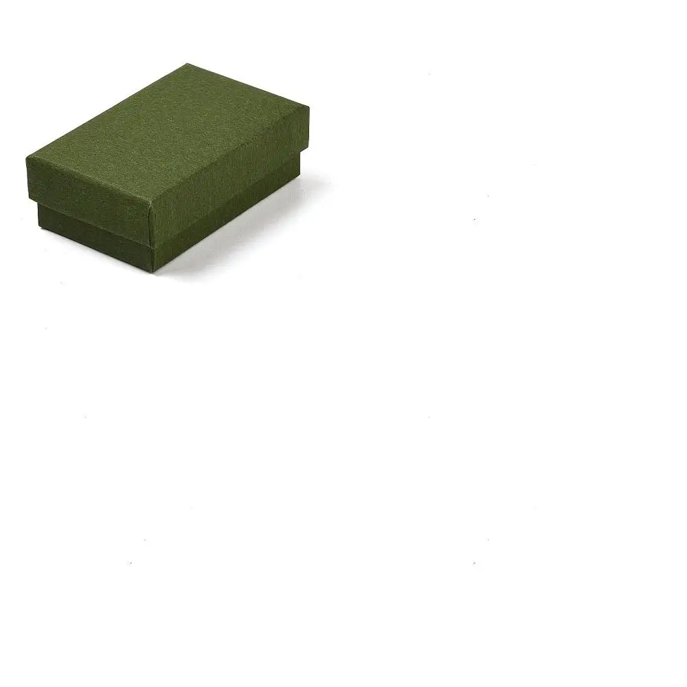 5Pcs Cardboard Paper Jewelry Storage Boxes with Sponge Gift Package Supplies Rectangle Dark Olive Green 8x5.2x2.7cm