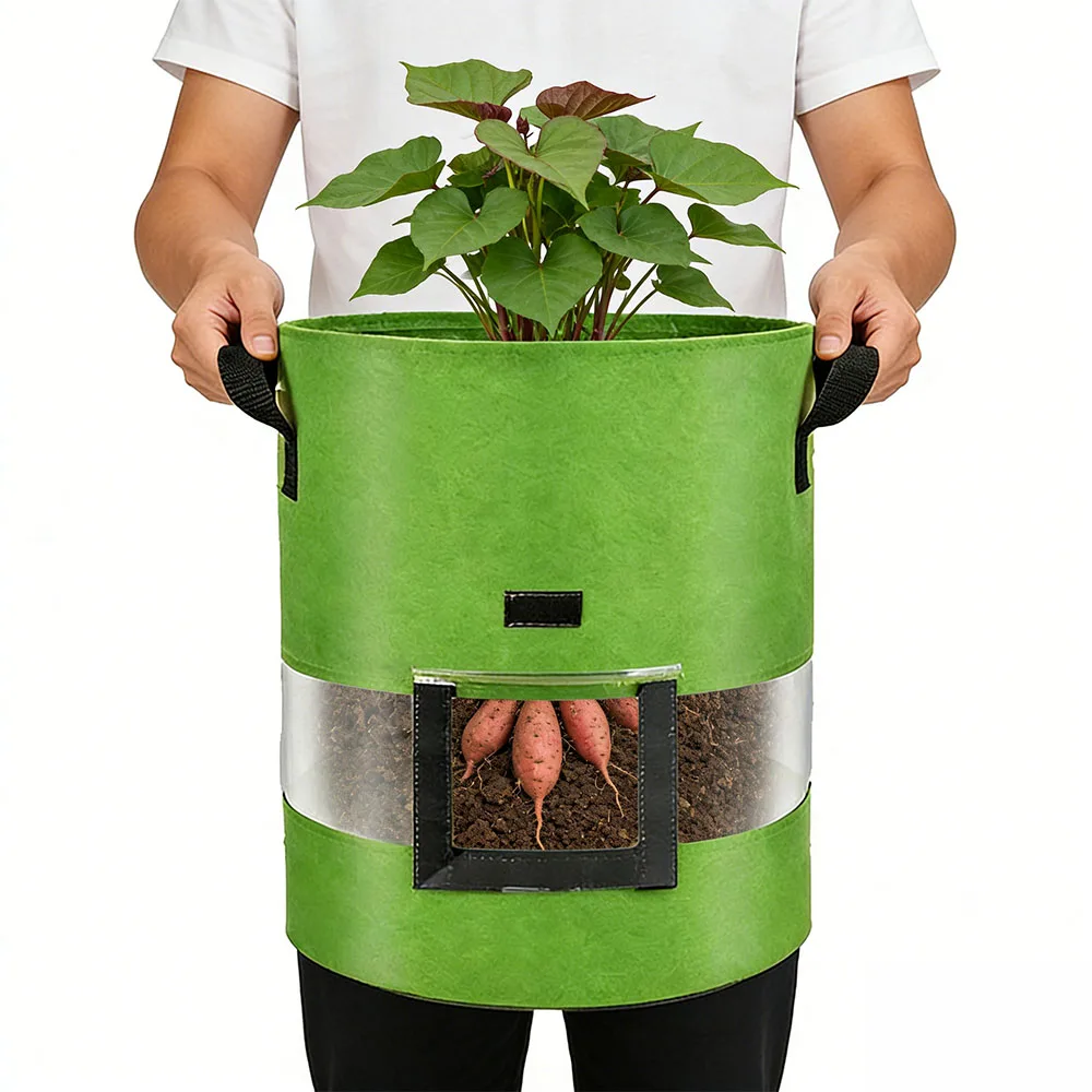 Fabric Planting Bag Potato Grow Bag with 360 Degree View Window Strawberry Sweet Potato Grow Bag