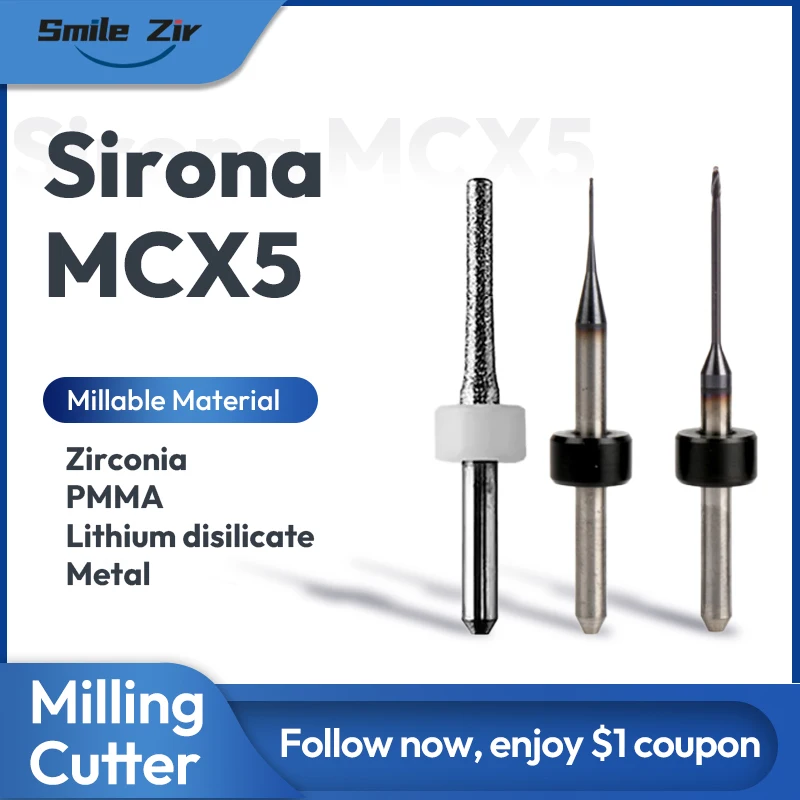 

Стоматологическая лаборатория CADCAM Sirona MCX5 Станок Фреза для дисиликатного лития Цирконий PMMA Фрезерный бор Алмазное покрытие Сверла постоянного тока