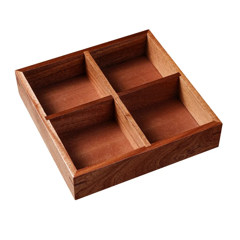 Chinese-style wooden dry fruit plate set, including fruit tray and saucers for stove-top tea brewing
