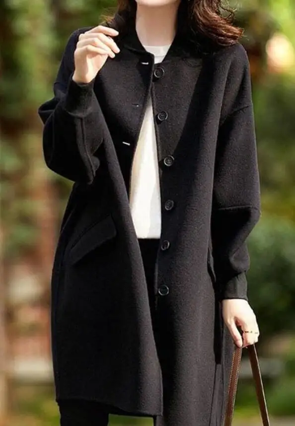 Wolmix jassen Wollen damesjas A-lijn Herfst Wolmix Visgraatzijdige drukknoopsluiting Bijgesneden Asymmetrisch Klassiek Frans OL