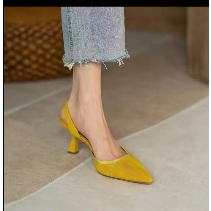 Sexy Pointed Toe Sandals Female Fairy Style Summer 2024 New All-match Thin Heel Slingback Temperament Women Shoes High