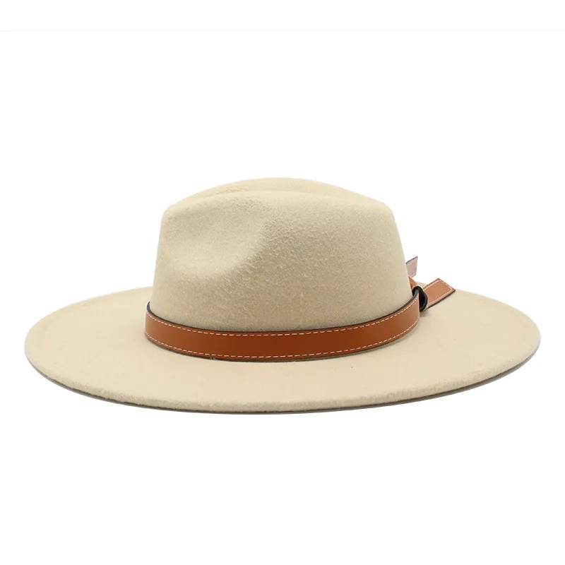 AliExpress mode européenne et américaine hommes et femmes automne et hiver nouveau Beige grande taille laine chapeau Jazz chapeau