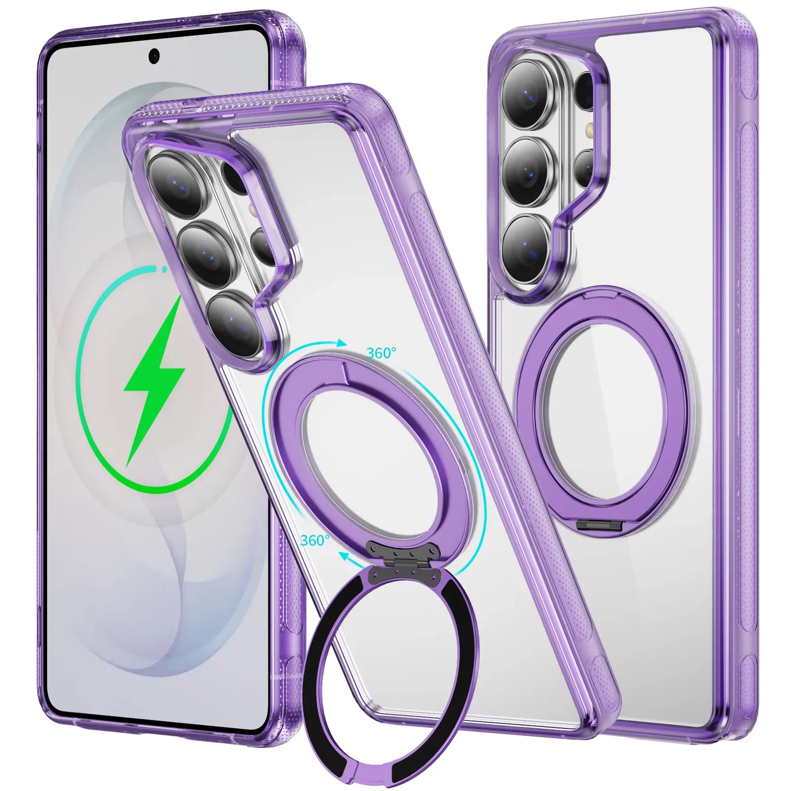 Luxury for Magsafe Clear Magnetic Phone Case for Samsung Galaxy S26 Ultra S25 Plus S24Plus Wireless Charge Ring Shockproof Cover