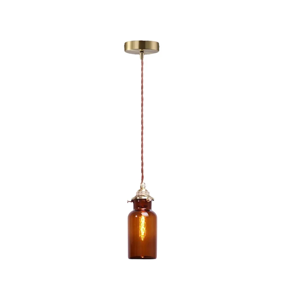 Vintage Brown Glass Bottle Pendant Light Bar Counter Cafe Restaurant Dining Table Hanging Lamp Industrial Loft Decoration E27