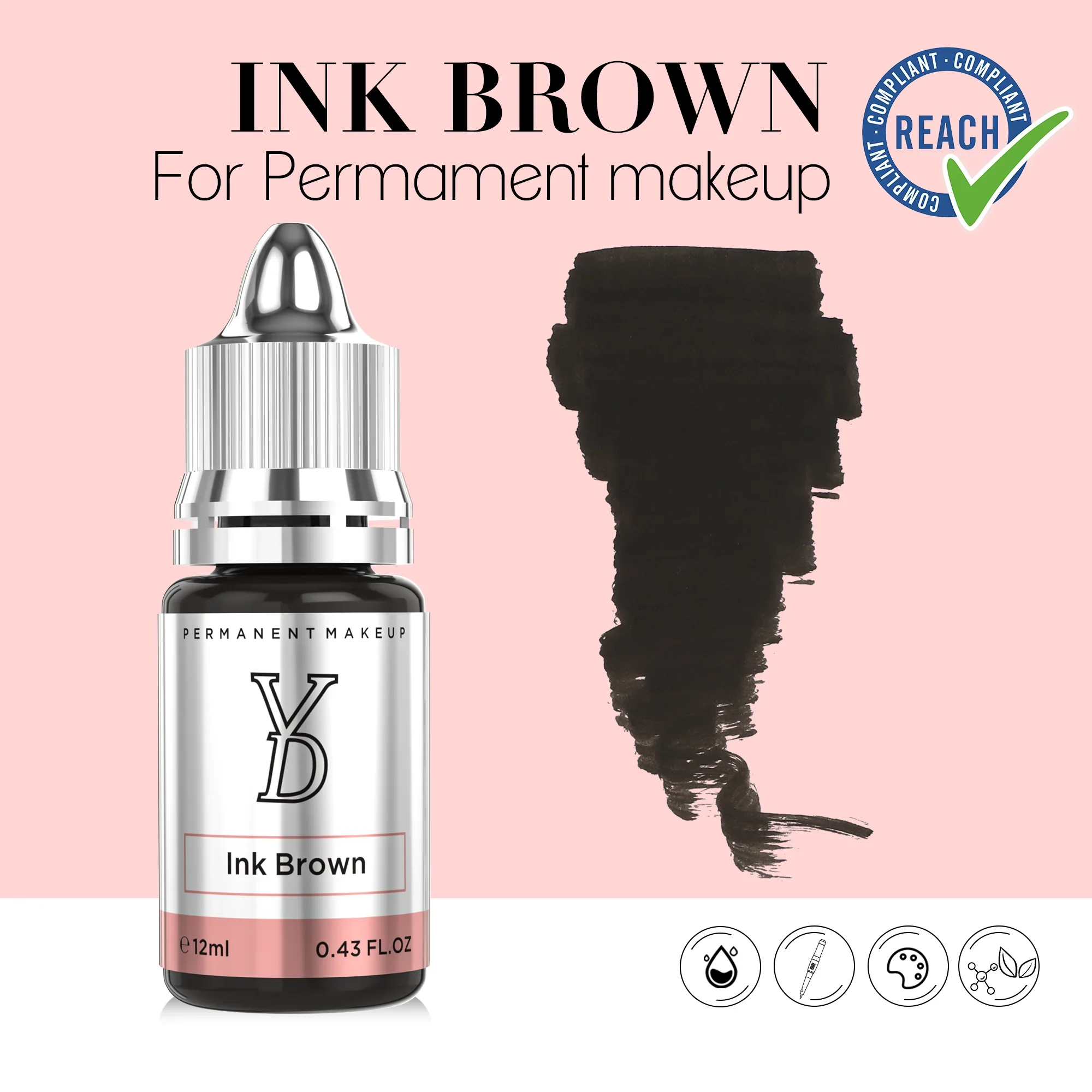 INK BROWN -YD 12ML Eyebrow Tattoo Inks Pigments Professional Safe Tattoo Pigment Semi-Permanent Paints Supplies Makeup Tools