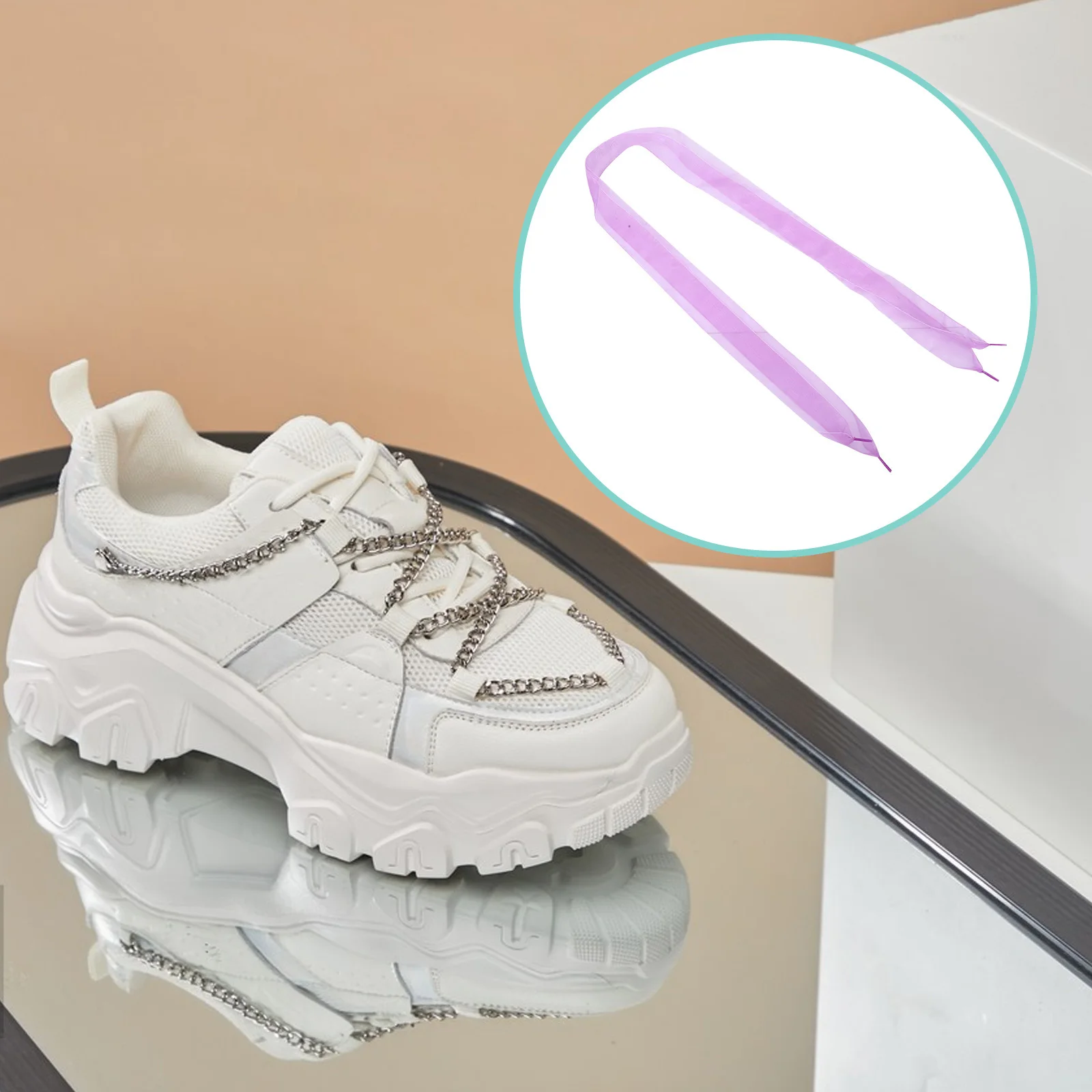 

1Pair 4cm Widening Transparent Organza Shoestrings for Girls Sneakers Trainers Boots Casual Shoes DIY Light Purple