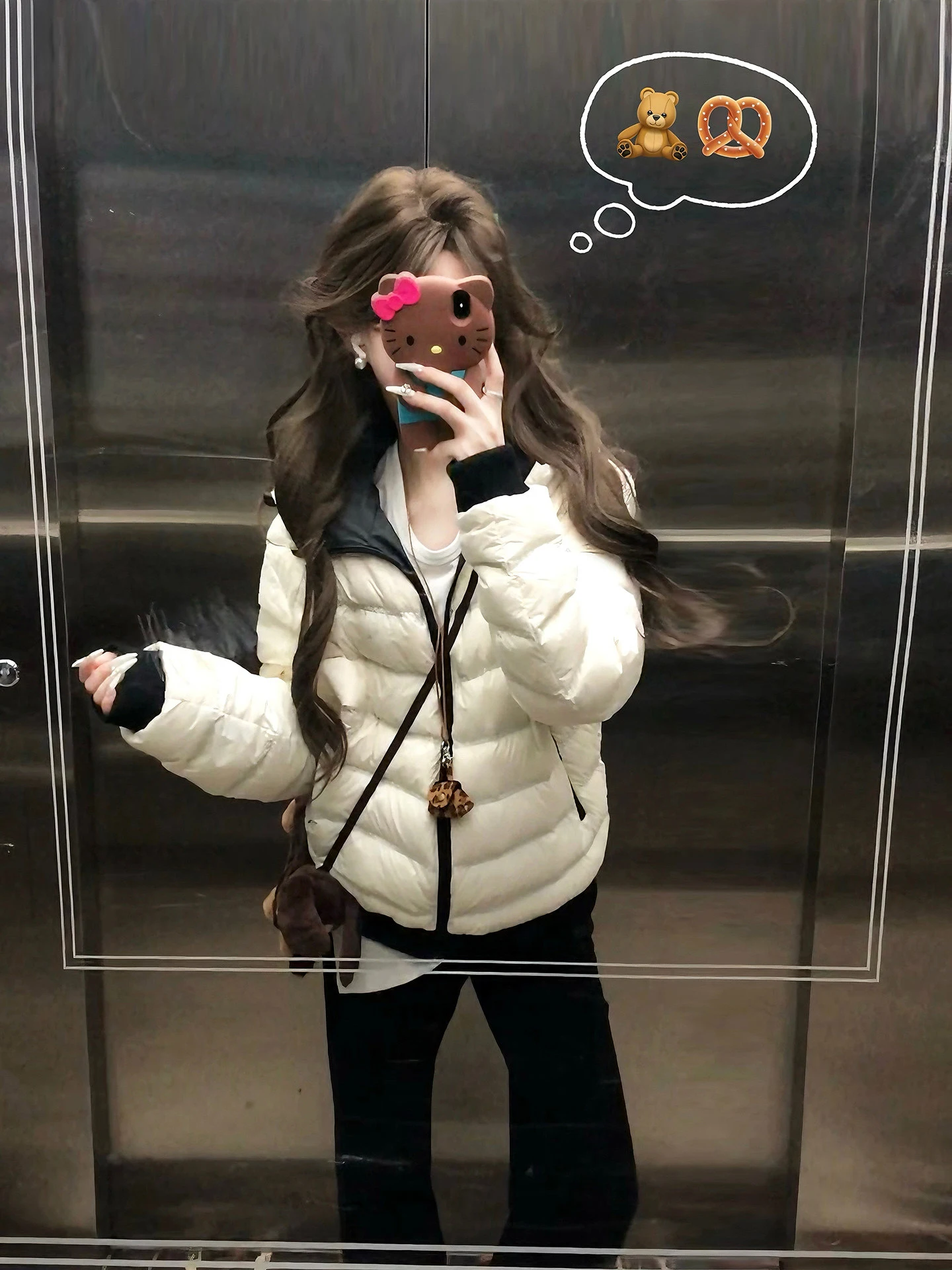 

Белая женская зимняя куртка из хлопка с наполнителем из пуха, новая, теплая, очень милая, в корейском стиле, маленького размера, хлопковое пальто