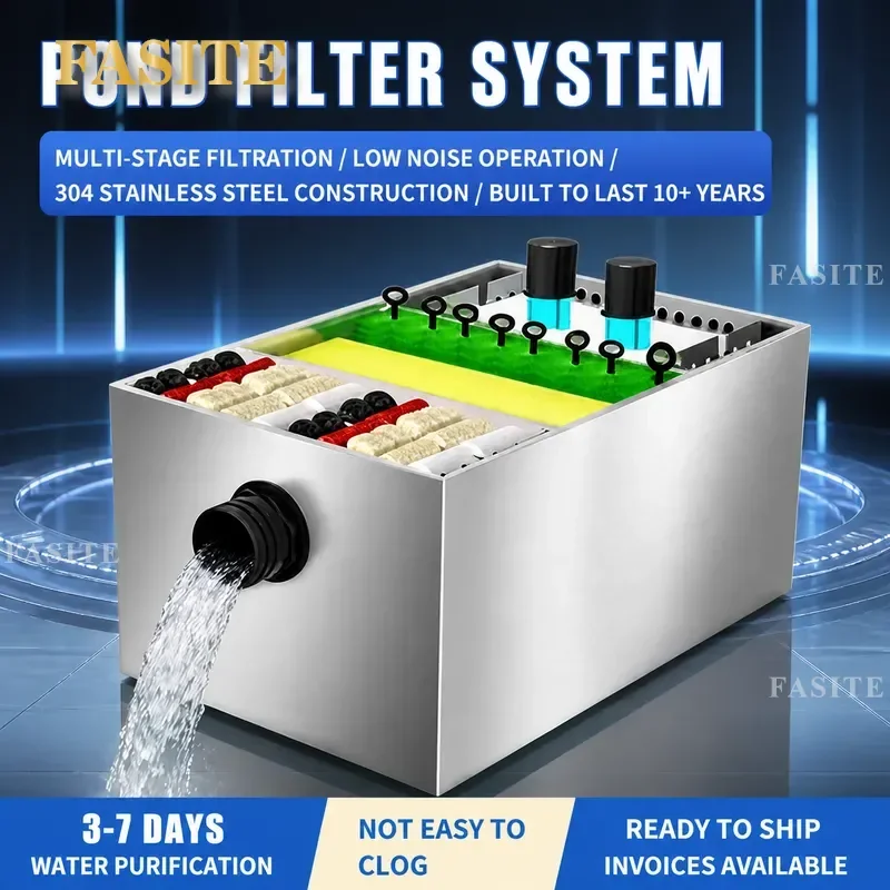 For Fish Pond Filter Water Circulation System Stainless Steel Filter Box Outdoor Courtyard Ecological Pool Filtration