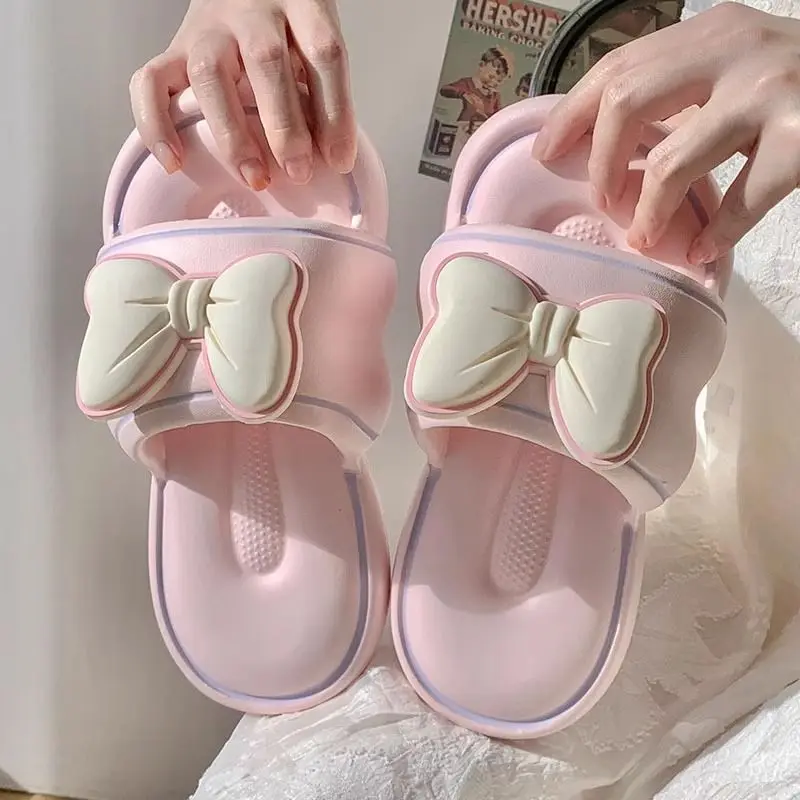 

New Butterfly Bow Slippers for Women's Summer Fashion Soft Soled Outdoor Wear Indoor Home Anti Slip Slippers Outdoor Women Shoes