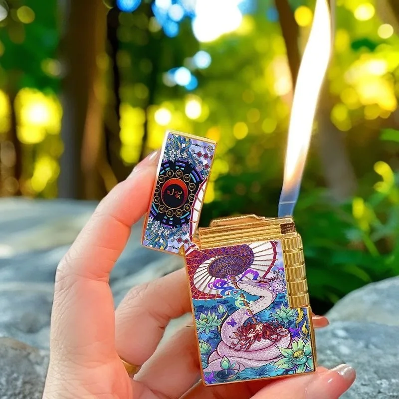 China-Chic Zodiac Loud Voice Inflatable Lighter Sideslip Grinding Wheel Ignition Butane Gas Lighters Smoking Gifts For Men
