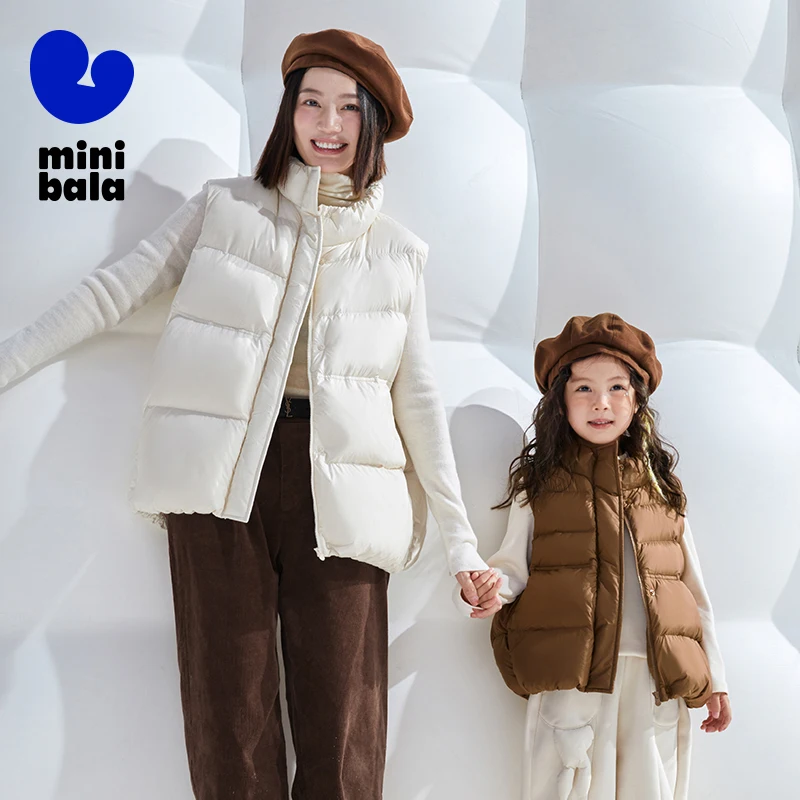 

Mini Bala Down Vest Girls 2025 Winter New Trendy and Warm Baby Outerwear Mother and Daughter Matching Look