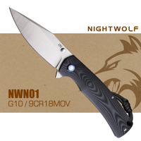 Nightwolf NWN01 Folding Knife G10 Handle 9CR18MOV Steel Blade Survival Hunting Fishing Outdoor Camping EDC Hand Tool for Men