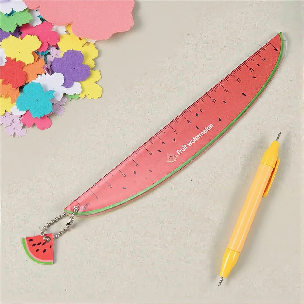 15cm Śliczna Kawaii Plastikowa Linijka Kreatywna Linijka Arbuzowa Owocowa dla Dzieci Uczniów Nowość Koreańskie Artykuły Papiernicze Prezent na Powrót do Szkoły