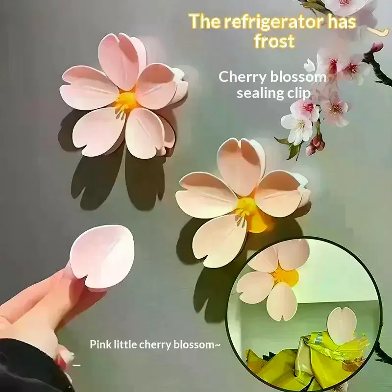 [MA]1/2pcs Cherry Blossom Magnetic Fridge Magnet Seal Clip, Petal Sealing Magnetic Fridge Sticker, Snack Clip, Flower Decoration