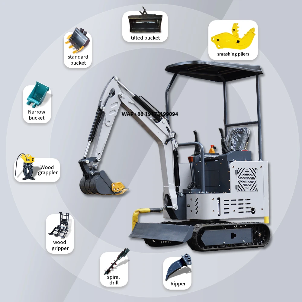 Mini Excavator Digger with EPA Certified Kubota Engine, for Garden, Farm, Construction 1950mm Digging Depth