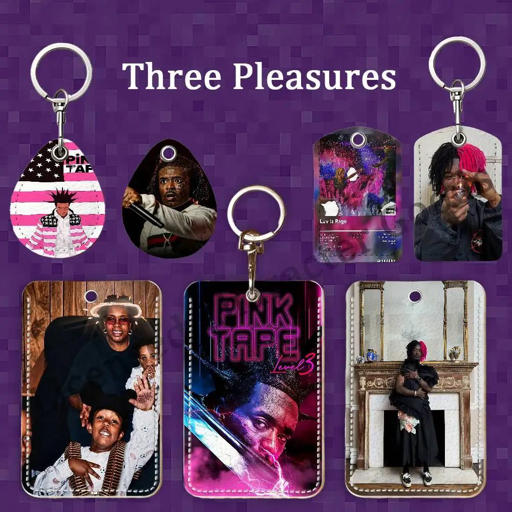 L-Lil U-Uzi V-Vert Maverick Almost Forever Premium PU Leather Card Holder Card Case with Metal Carabiner,Customizable Design